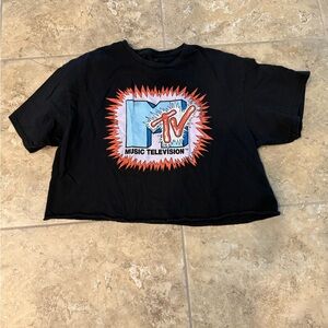 MTV Black Cropped T-Shirt large
